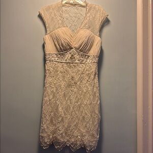 Sue Wong Cream Wedding Dress with Intricate Lace